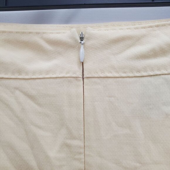 Anne Klein Vintage SAMPLE Buttermilk Yellow Linen Midi Career Pencil Skirt Sz 8 - Picture 5 of 9